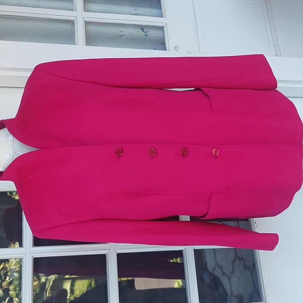 Escada Fuchsia Pink Wool Cashmere Blazer with Pockets Size 42